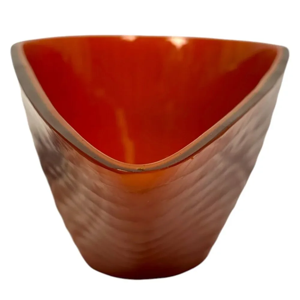 Ethan Allen‎ Adara Glass Bowl Orange Amber XL Floor Vase Abstract Centerpiece